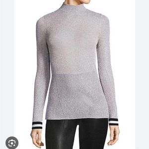 Rag and bone priya lurex long sleeves knit top sweater silver shimmer glitter